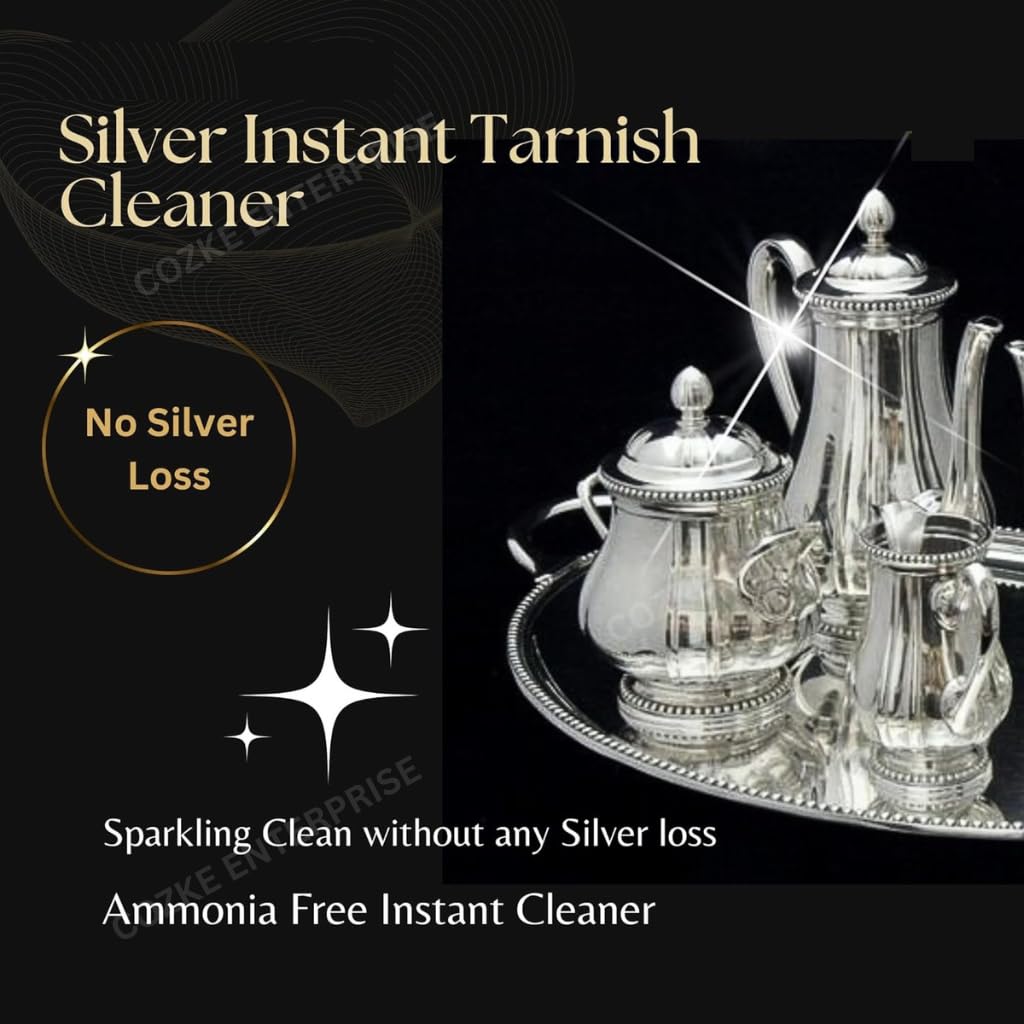 Premium Silver Deep Cleaner Liquid for Jewellery, Pooja Items, Coins & Utensils | Powerful Fast-Acting Tarnish Remover | No Scrubbing, No Scratches, No Silver Loss | Brilliant Instant Shine | (1) | 300Ml