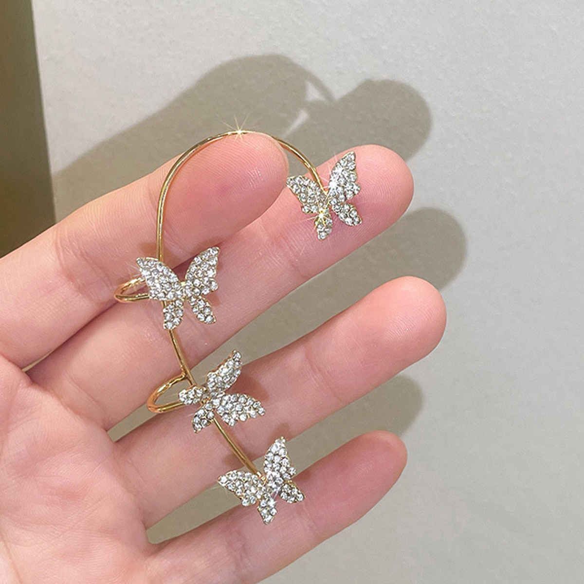 Korean Style Butterfly Ear Cuff Earrings for Women & Girls | Gold & Silver Alloy Non-Piercing Ear Cuffs | Trendy Ear Climber Earrings for Party, Wedding & Everyday Wear
