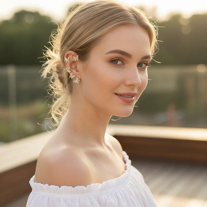 Korean Style Butterfly Ear Cuff Earrings for Women & Girls | Gold & Silver Alloy Non-Piercing Ear Cuffs | Trendy Ear Climber Earrings for Party, Wedding & Everyday Wear