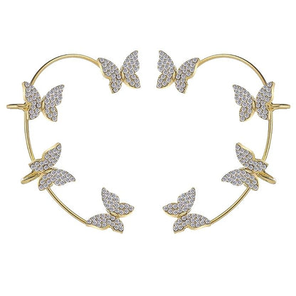 Korean Style Butterfly Ear Cuff Earrings for Women & Girls | Gold & Silver Alloy Non-Piercing Ear Cuffs | Trendy Ear Climber Earrings for Party, Wedding & Everyday Wear