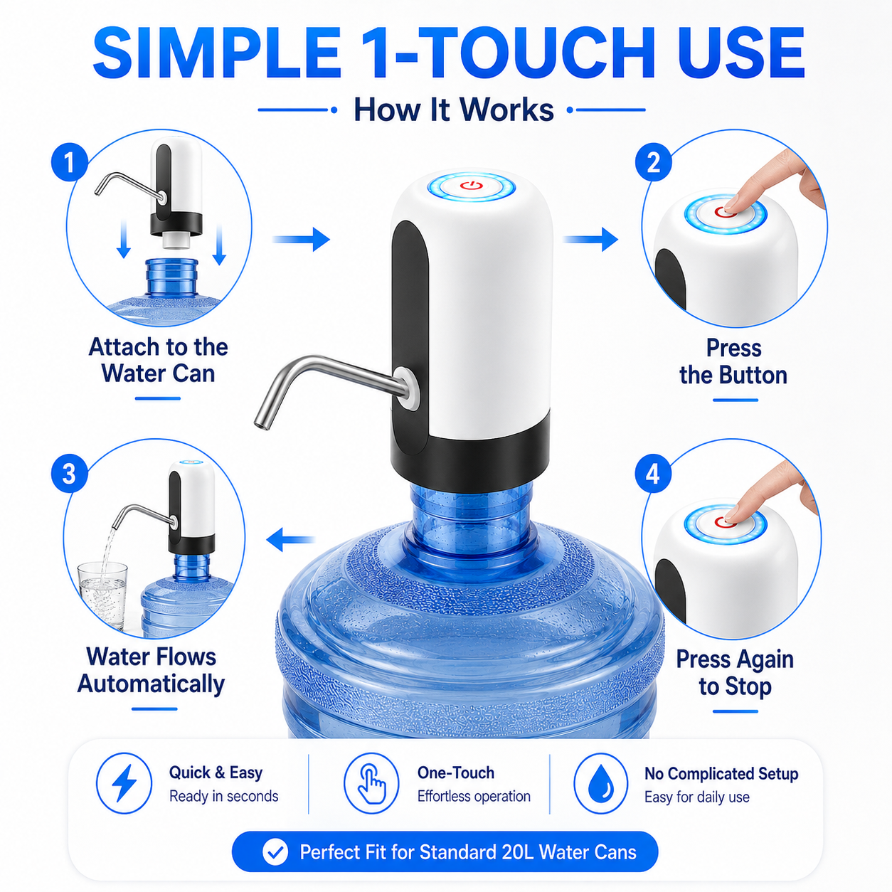 Wireless Automatic 20L Water Can Dispenser