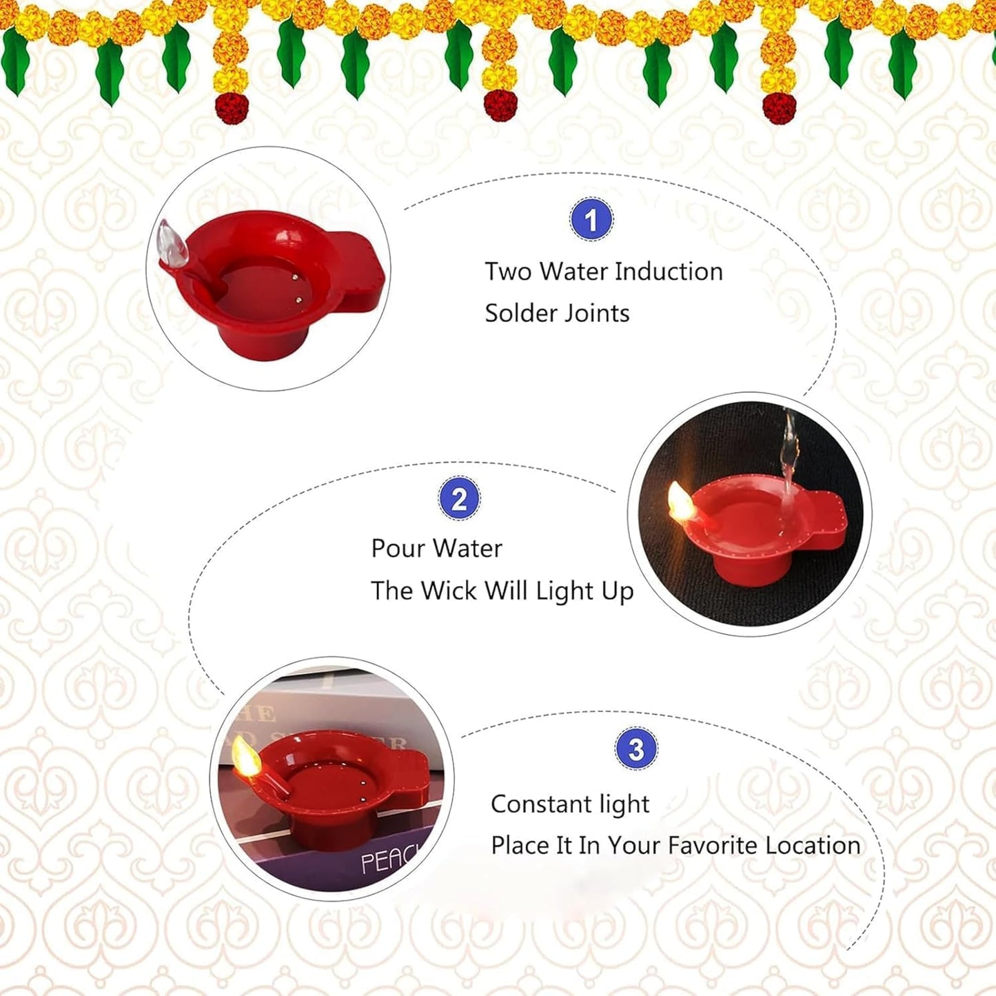 Water Sensor LED Diya (Pack of 12)