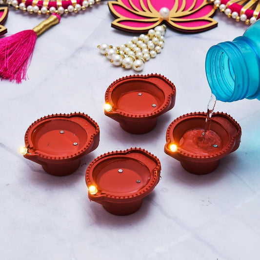 Utsav Diyas™ Water Sensor LED Diya | High Quality Realistic Clay-Look Design | Flameless & Smokeless Electric Diya for Diwali, Pooja & Home Decor | Pack of 24