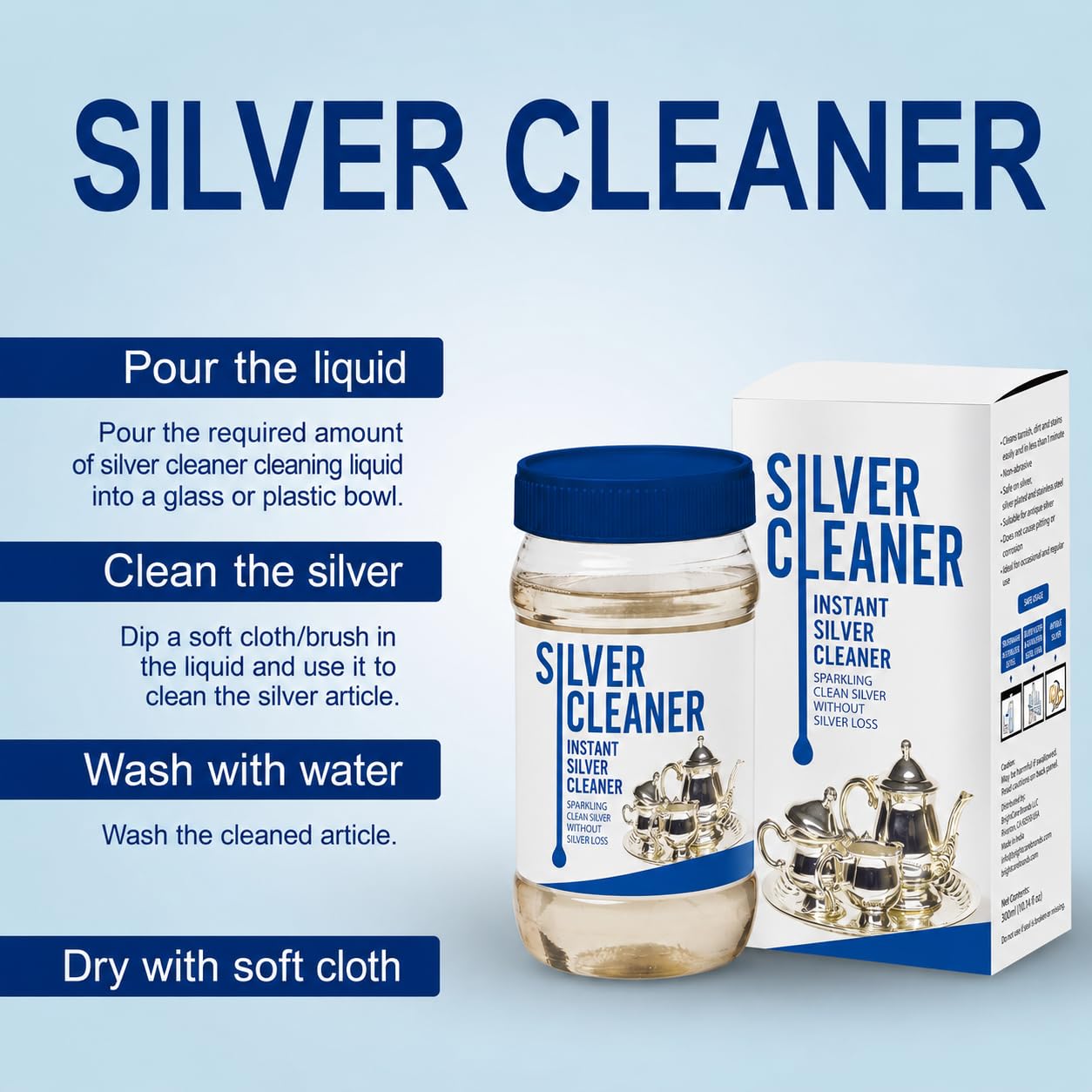 Premium Silver Deep Cleaner Liquid for Jewellery, Pooja Items, Coins & Utensils | Powerful Fast-Acting Tarnish Remover | No Scrubbing, No Scratches, No Silver Loss | Brilliant Instant Shine | (1)