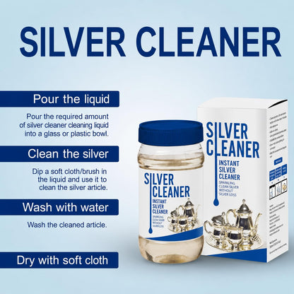 Premium Silver Deep Cleaner Liquid for Jewellery, Pooja Items, Coins & Utensils | Powerful Fast-Acting Tarnish Remover | No Scrubbing, No Scratches, No Silver Loss | Brilliant Instant Shine | (1)