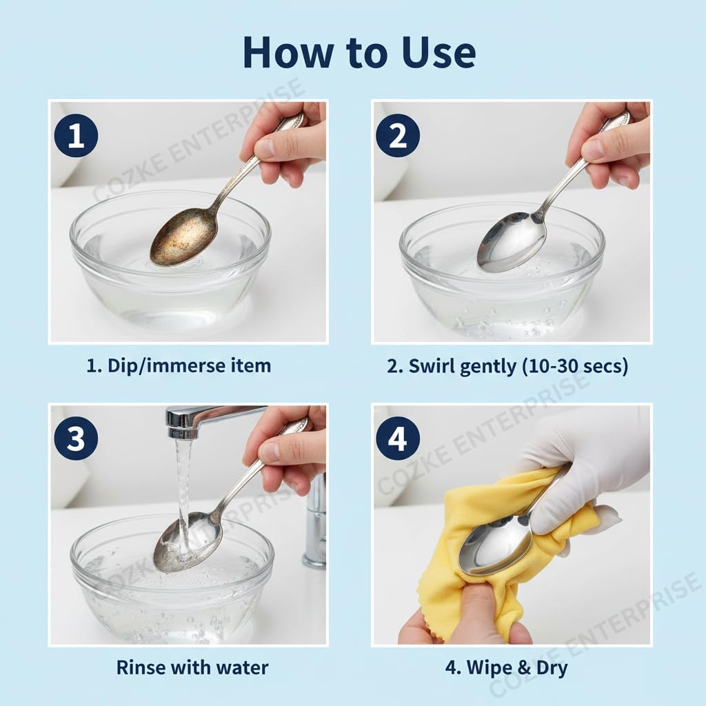 Premium Silver Deep Cleaner Liquid for Jewellery, Pooja Items, Coins & Utensils | Powerful Fast-Acting Tarnish Remover | No Scrubbing, No Scratches, No Silver Loss | Brilliant Instant Shine | (1)