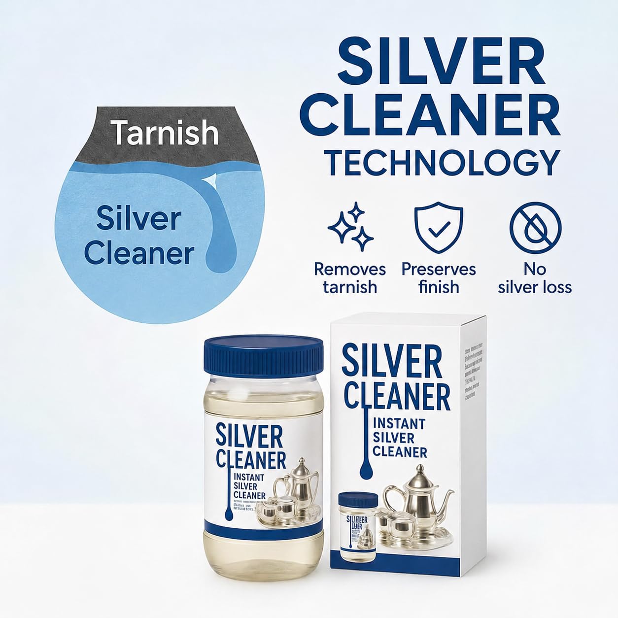 Premium Silver Deep Cleaner Liquid for Jewellery, Pooja Items, Coins & Utensils | Powerful Fast-Acting Tarnish Remover | No Scrubbing, No Scratches, No Silver Loss | Brilliant Instant Shine | (1)