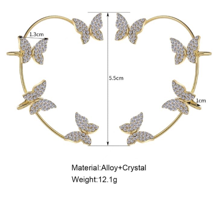 Korean Style Butterfly Ear Cuff Earrings for Women & Girls | Gold & Silver Alloy Non-Piercing Ear Cuffs | Trendy Ear Climber Earrings for Party, Wedding & Everyday Wear