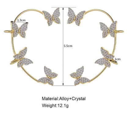 Korean Style Butterfly Ear Cuff Earrings for Women & Girls | Gold & Silver Alloy Non-Piercing Ear Cuffs | Trendy Ear Climber Earrings for Party, Wedding & Everyday Wear